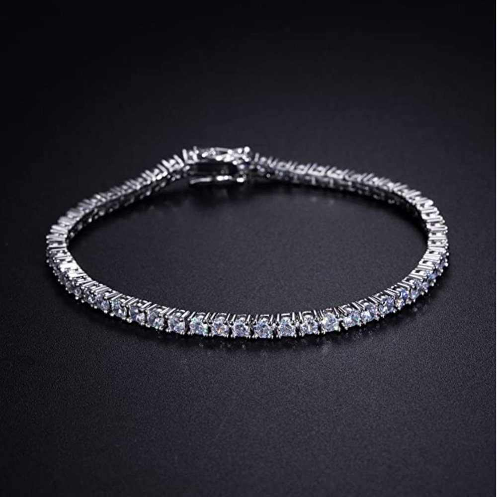 18K White Gold Plated Cubic Zirconia Tennis